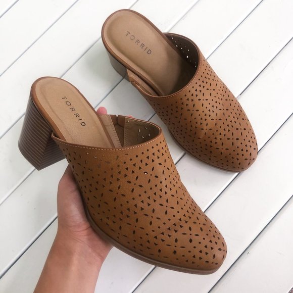 torrid Shoes - Torrid Brown Tan Eyelet Cutout Slip On Booties 11